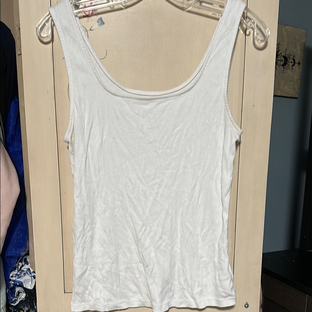 Cream Fitted Sleeveless Tank Top